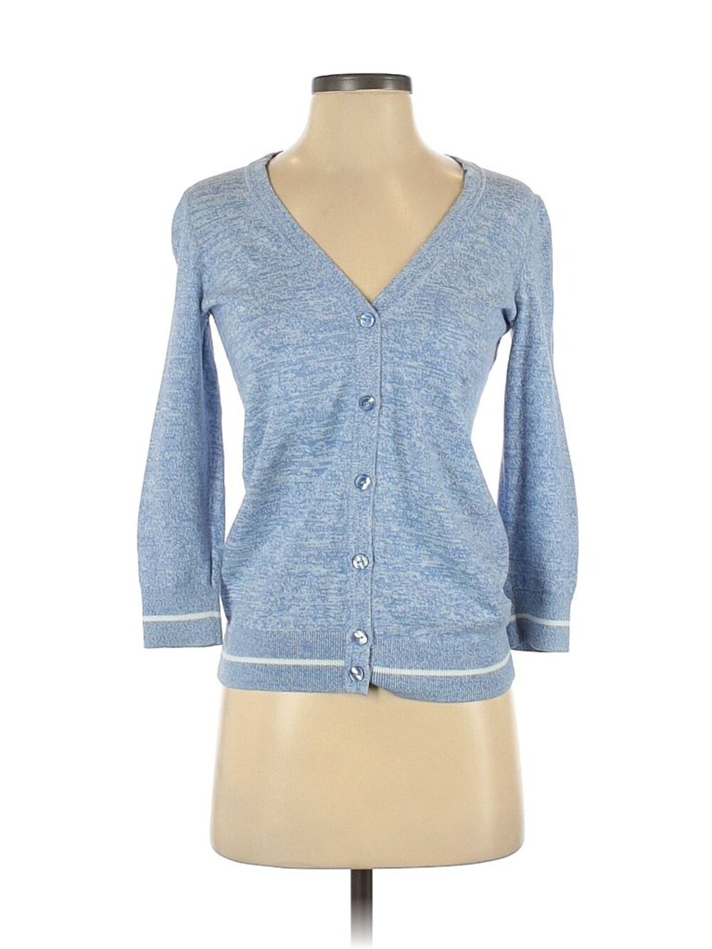 Tommy Hilfiger Women’s Preppy Blue V-Neck Button Down 3/4 Sleeve Cardigan XS